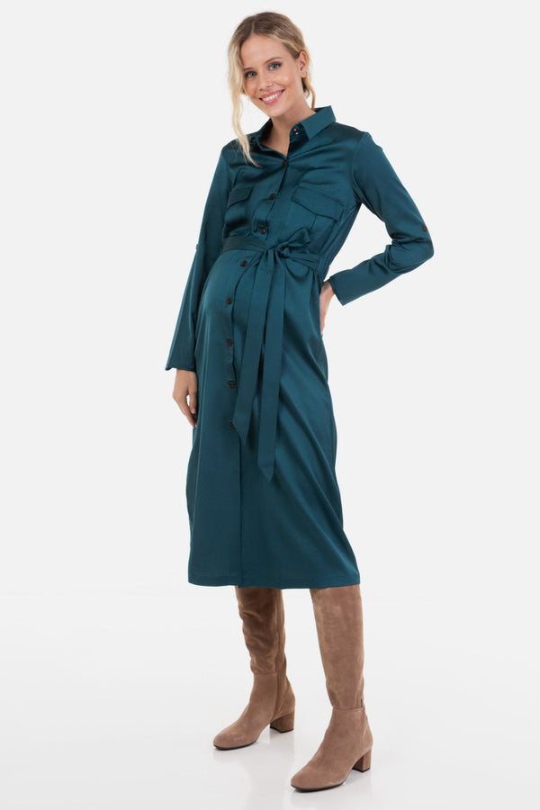 Rochie lunga satinată pentru gravide și alăptare