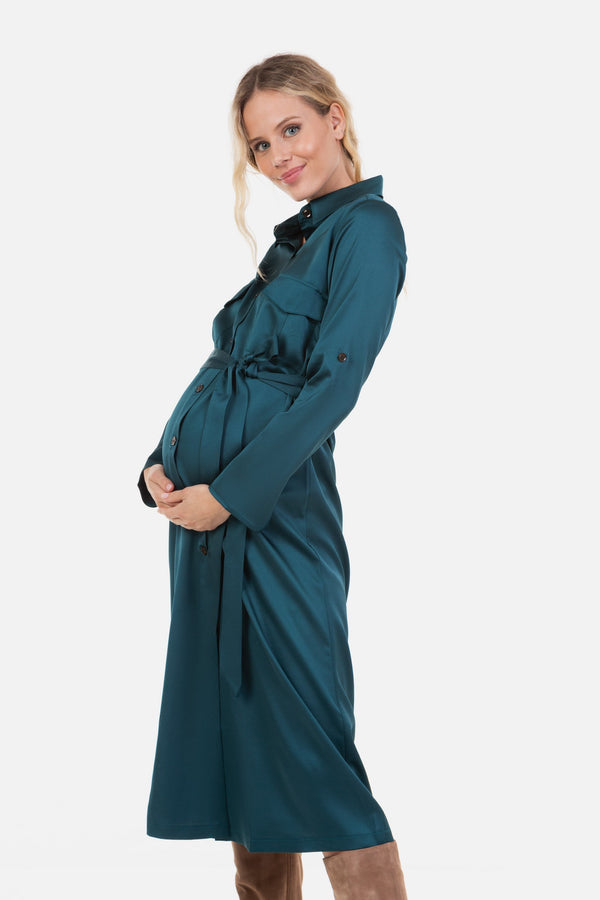 Rochie lunga satinată pentru gravide și alăptare