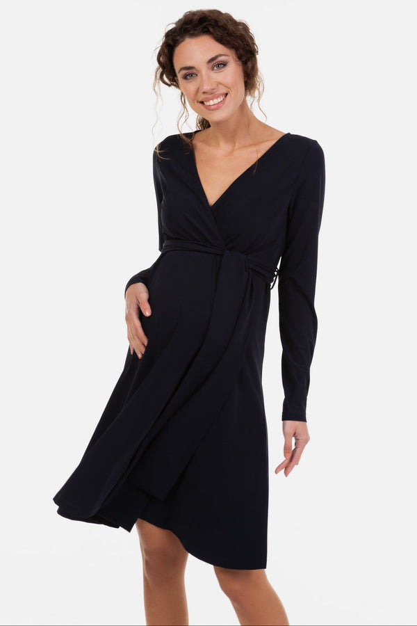 Rochie evazată pentru gravide și alăptare - albastru închis