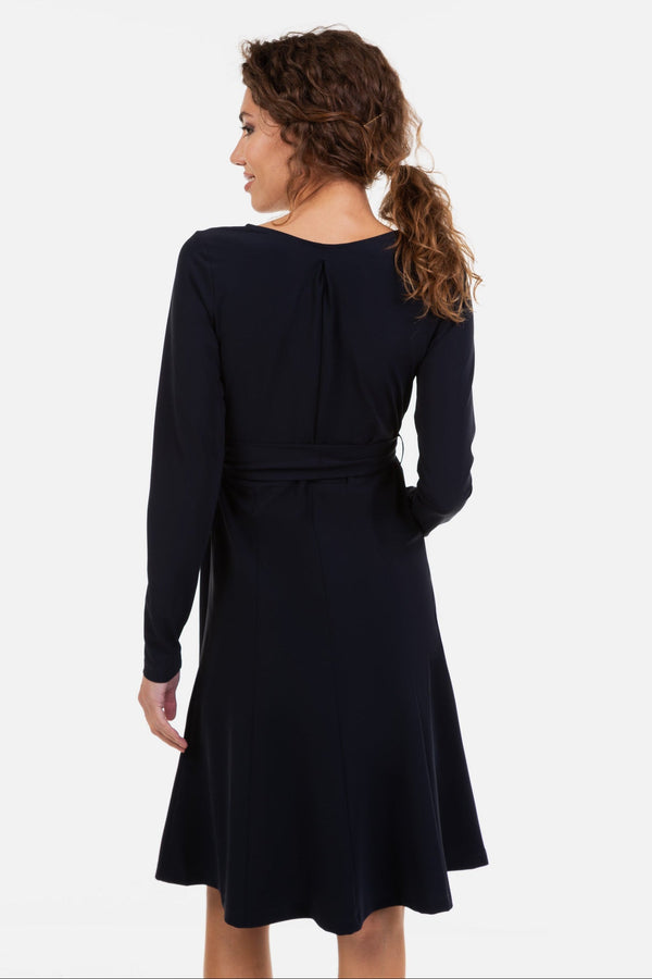 Rochie evazată pentru gravide și alăptare - albastru închis