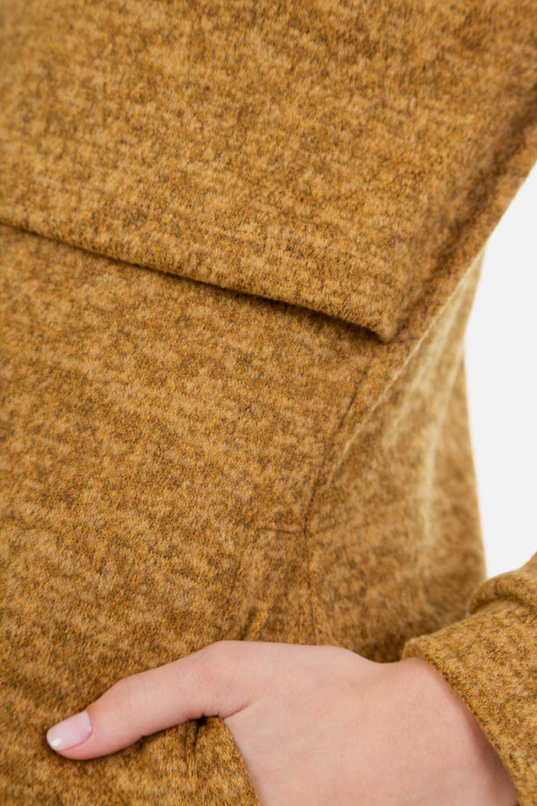 Rochie pentru gravide și alăptare cu glugă - ocru