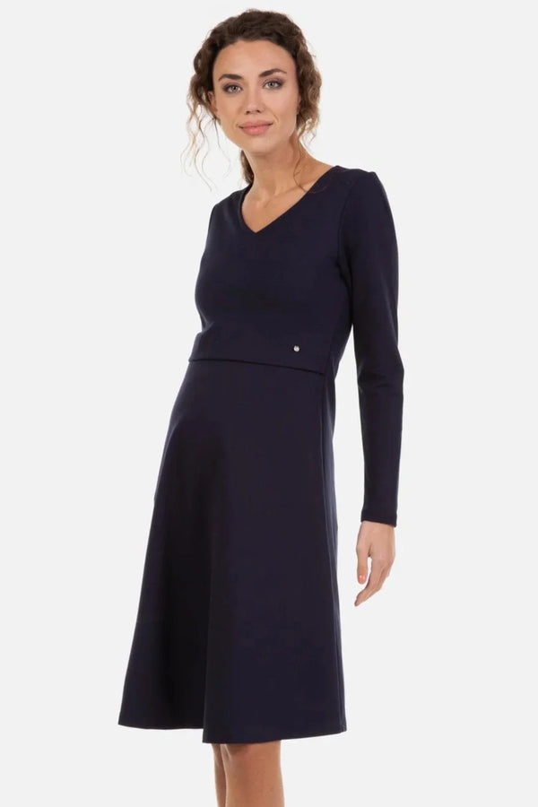 Rochie eleganta albastru inchis pentru gravide și alăptare