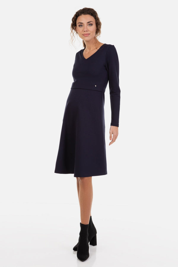 Rochie eleganta albastru inchis pentru gravide și alăptare