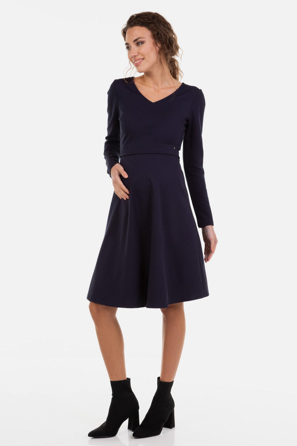 Rochie eleganta albastru inchis pentru gravide și alăptare
