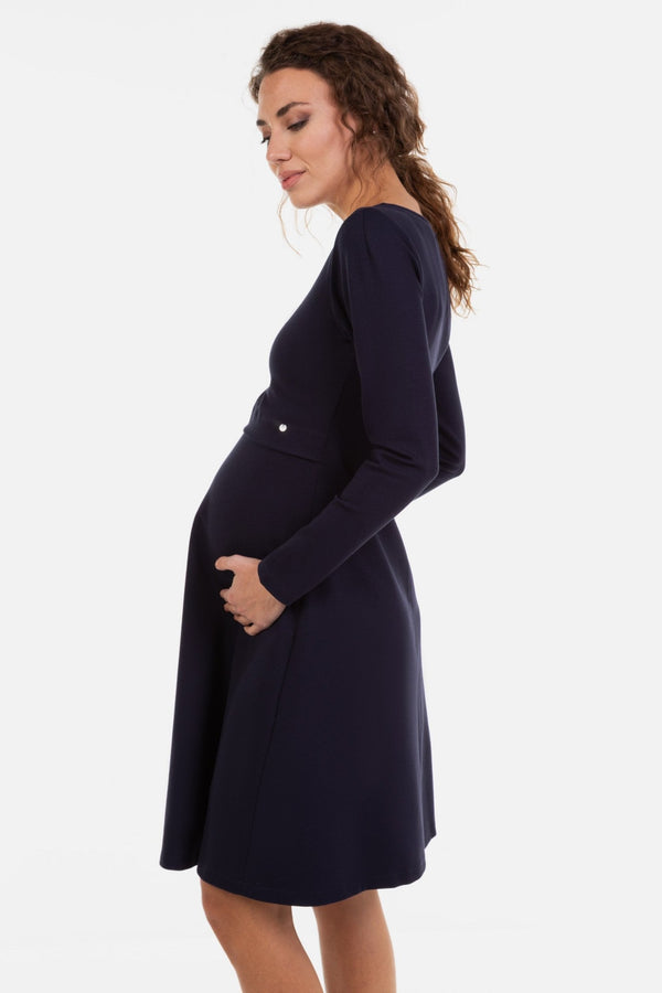 Rochie eleganta albastru inchis pentru gravide și alăptare