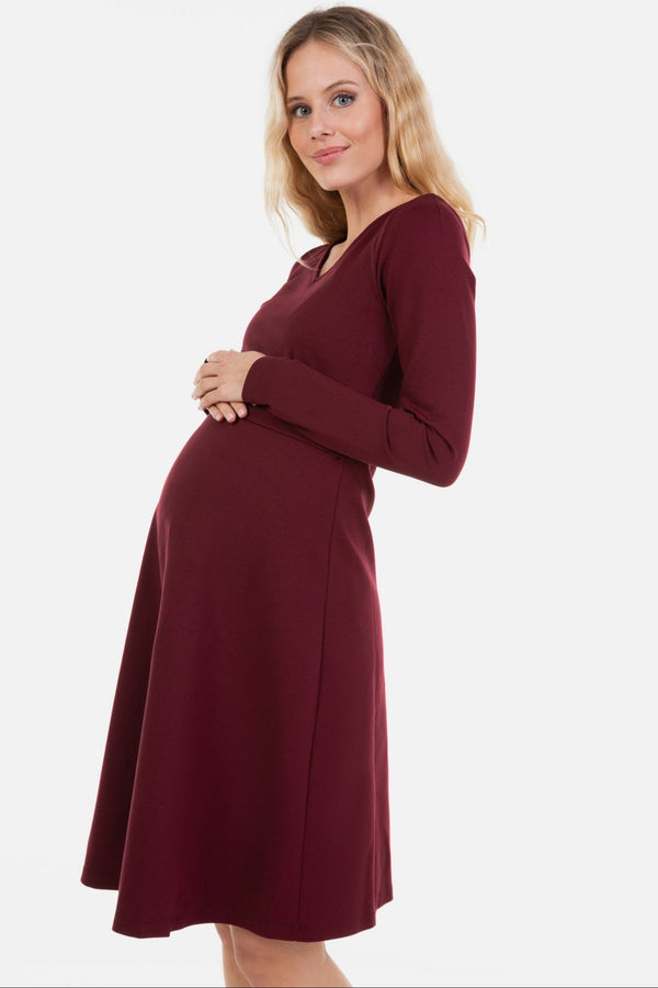 Rochie elegantă pentru gravide și alăptare - visiniu