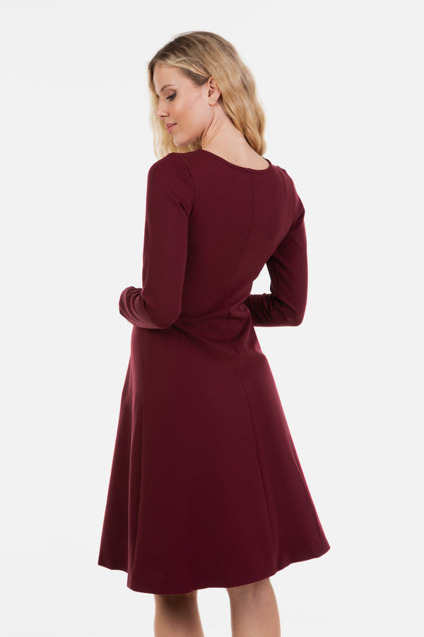 Rochie elegantă pentru gravide și alăptare - visiniu