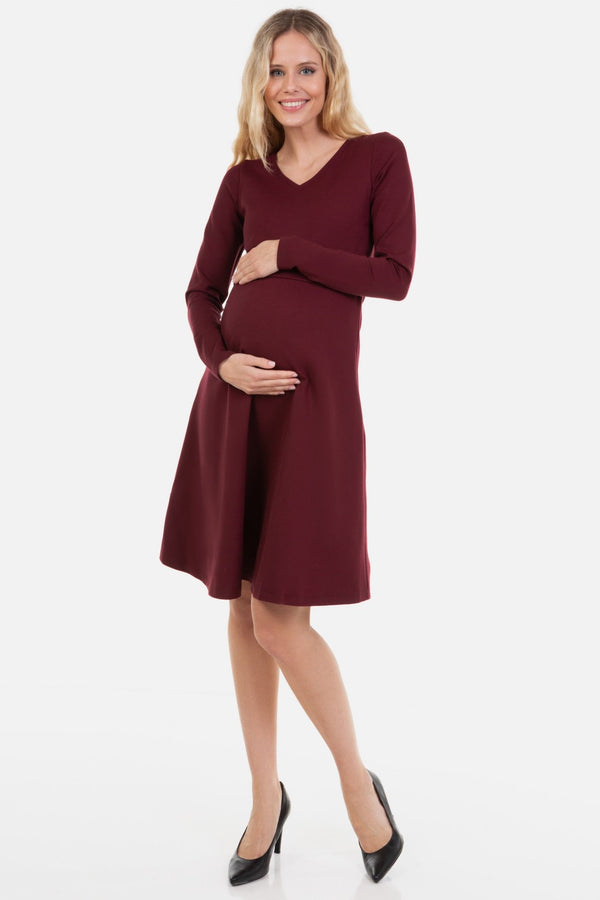 Rochie elegantă pentru gravide și alăptare - visiniu