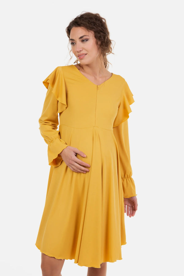 Rochie vaporoasă gravide și alăptare în culoare ocru