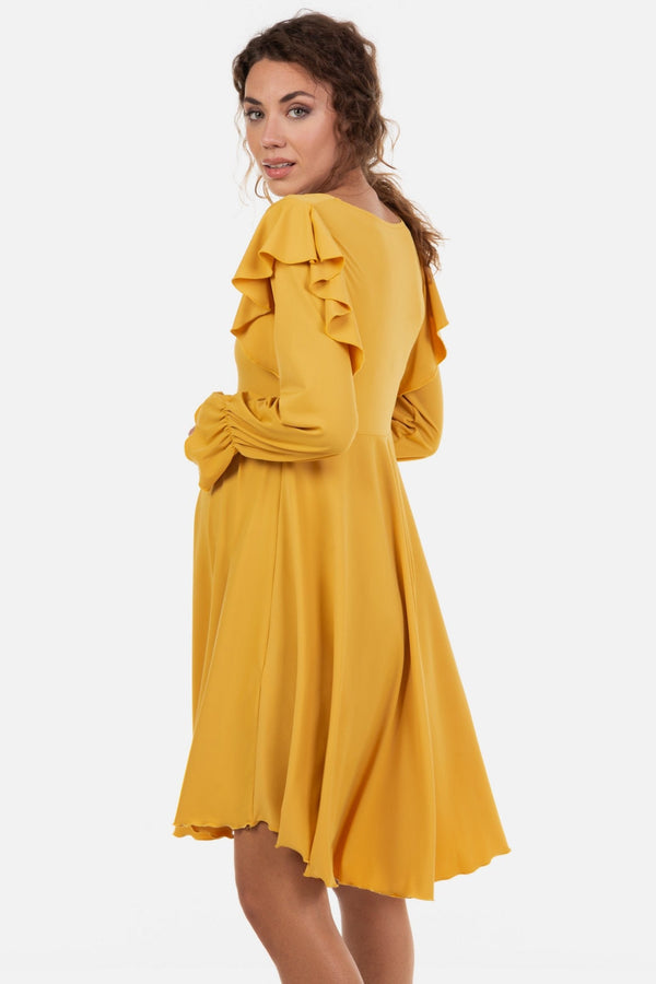 Rochie vaporoasă gravide și alăptare în culoare ocru