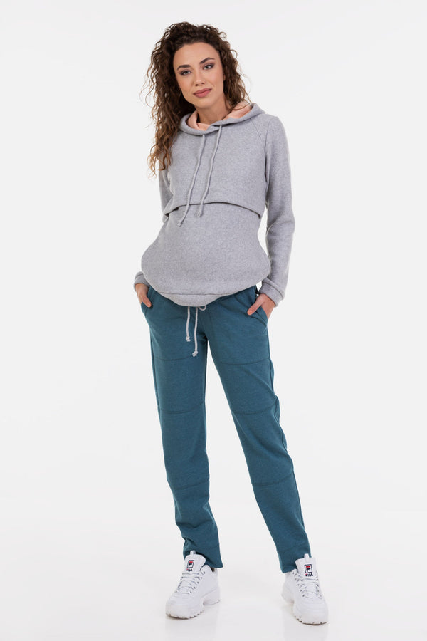 Pantalon sport pentru gravide - verde petrol
