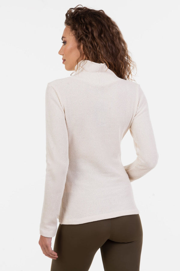 Pulover tricotat pentru gravide și alăptare in culoare ecru