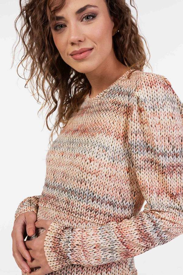 Bluză pentru gravide și alăptare cu imprimeu tip tricot