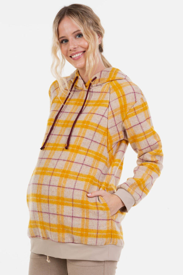 Hanorac în carouri pentru gravide și alăptare