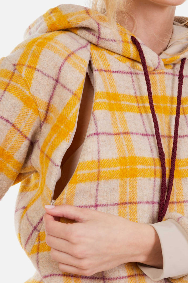 Hanorac în carouri pentru gravide și alăptare