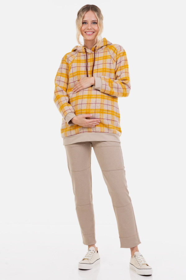 Hanorac în carouri pentru gravide și alăptare