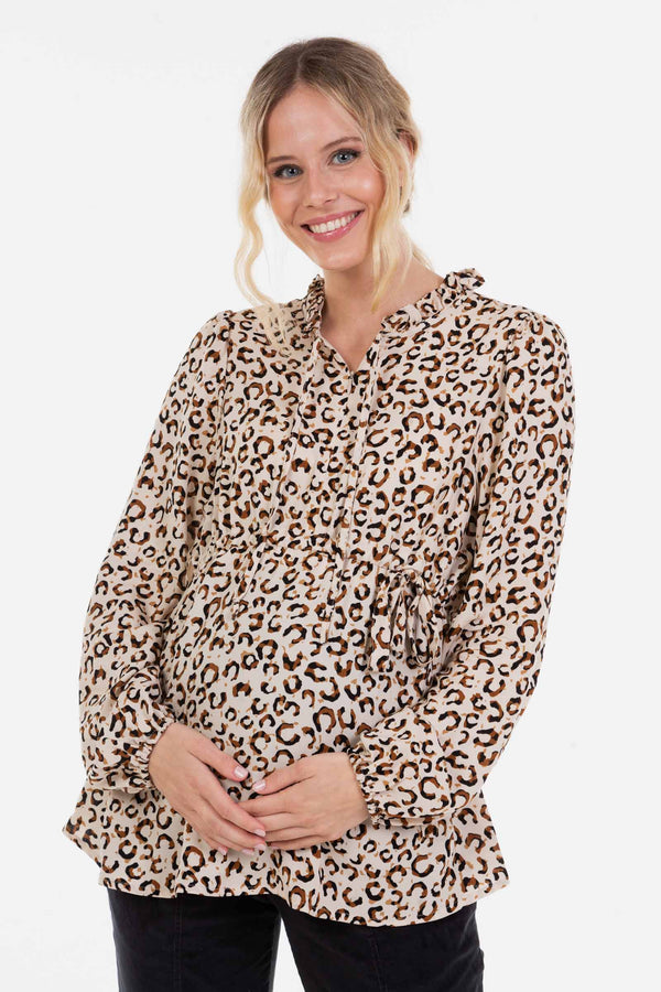 Cămașă pentru gravide și alăptare cu imprimeu leopard
