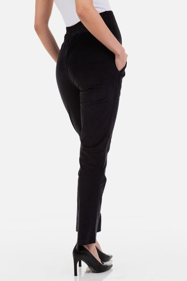 Pantaloni pentru gravide din catifea reiată - gri închis
