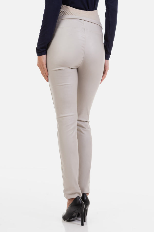 Pantaloni din piele ecologică pentru gravide - bej