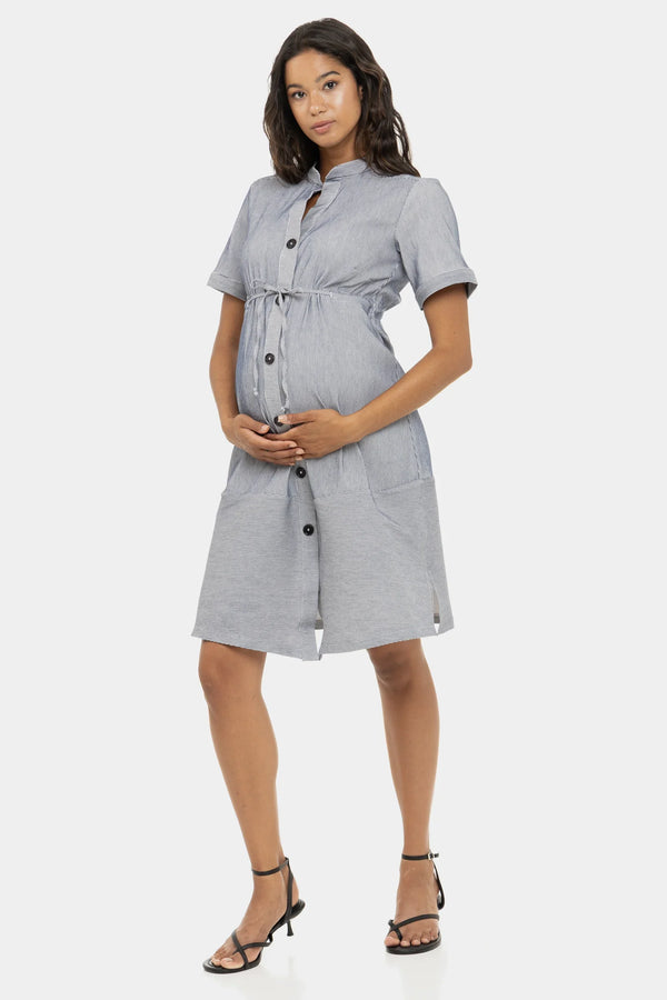 Rochie-cămașă cu dungi pentru gravide și alăptare