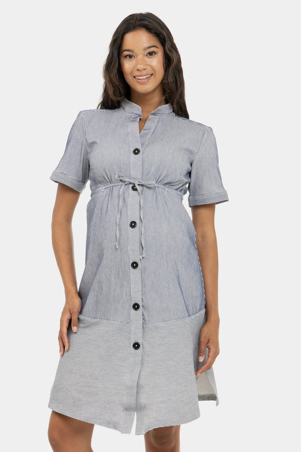 Rochie-cămașă cu dungi pentru gravide și alăptare