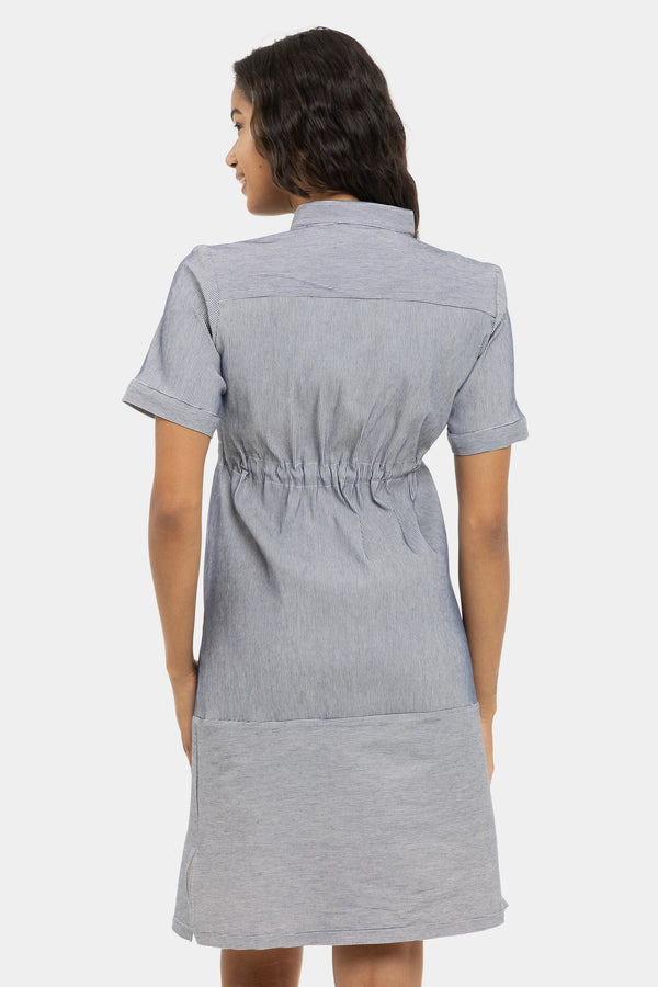 Rochie-cămașă cu dungi pentru gravide și alăptare