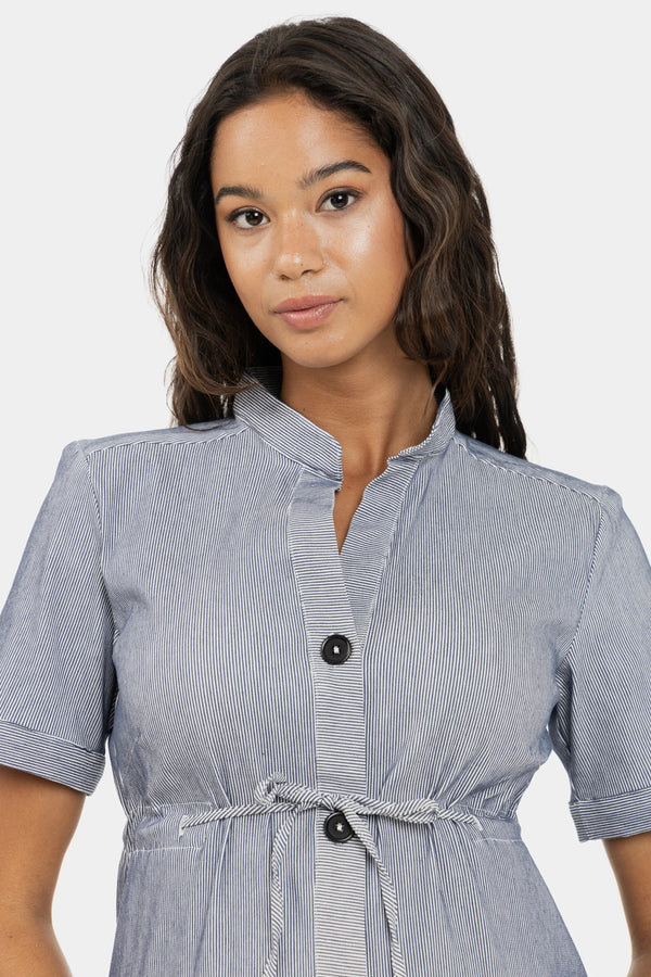 Rochie-cămașă cu dungi pentru gravide și alăptare