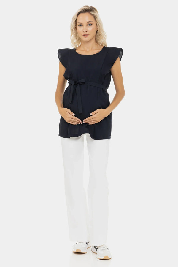 Blugi albi evazați pentru gravide