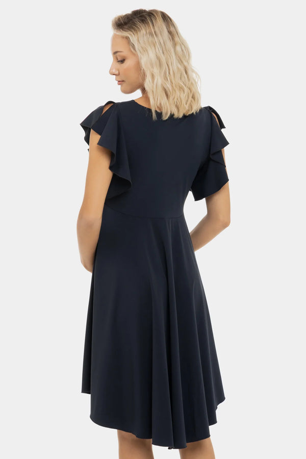 Rochie vaporoasă albastru închis pentru gravide și alăptare