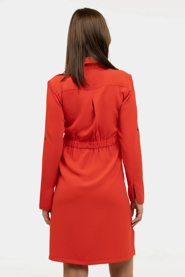 Rochie-cămașă pentru gravide și alăptare din material texturat – roșu