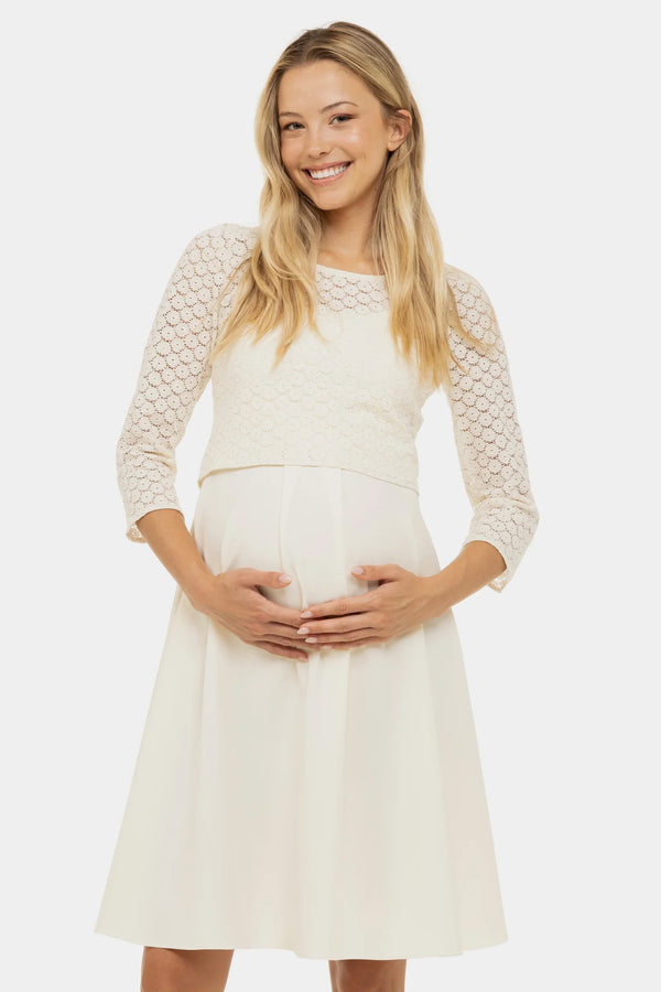 Rochie de seară ecru pentru gravide și alăptare