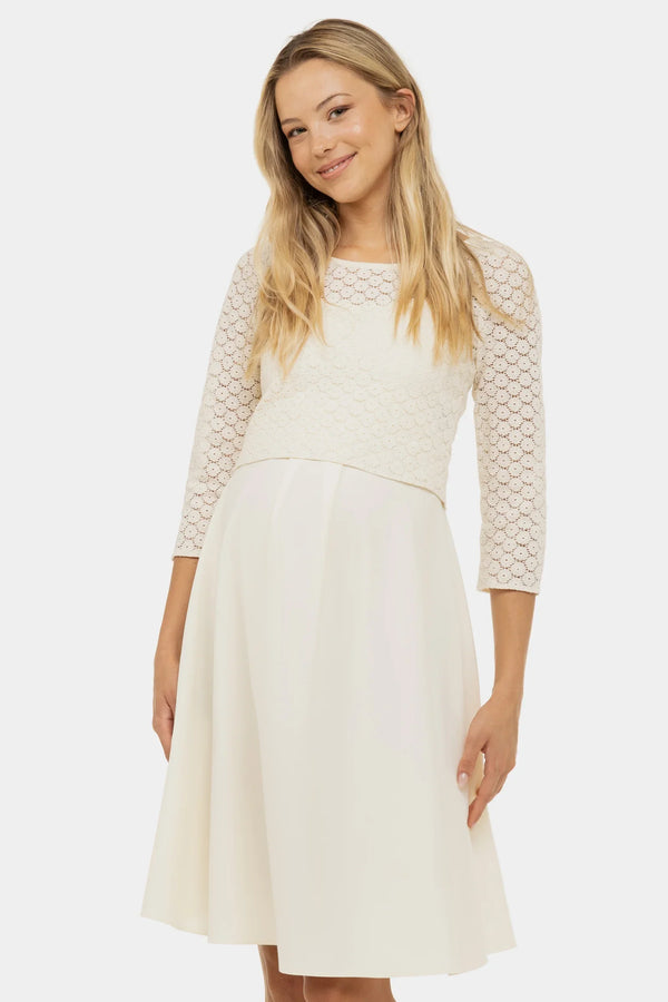 Rochie de seară ecru pentru gravide și alăptare