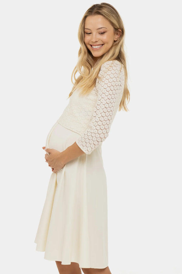 Rochie de seară ecru pentru gravide și alăptare