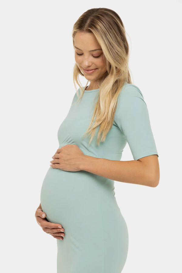 Rochie lunga elastica pentru gravide și alăptare - mentă