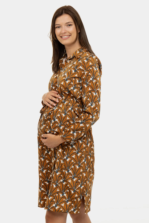 Rochie-cămașă pentru gravide și alăptare cu imprimeu floral