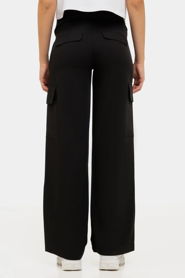Pantaloni cargo eleganți pentru gravide în negru
