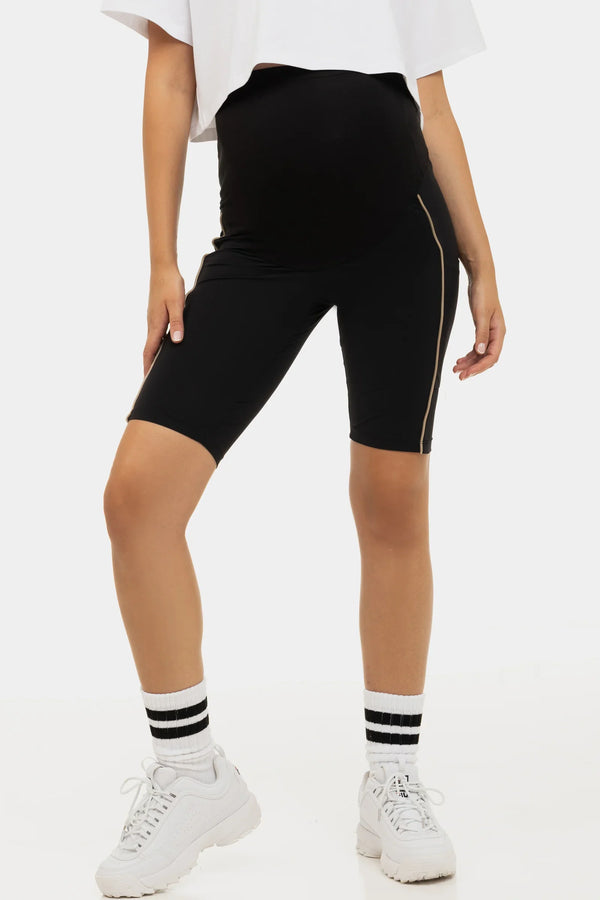 Colanți scurți pentru gravide cu dungă aurie