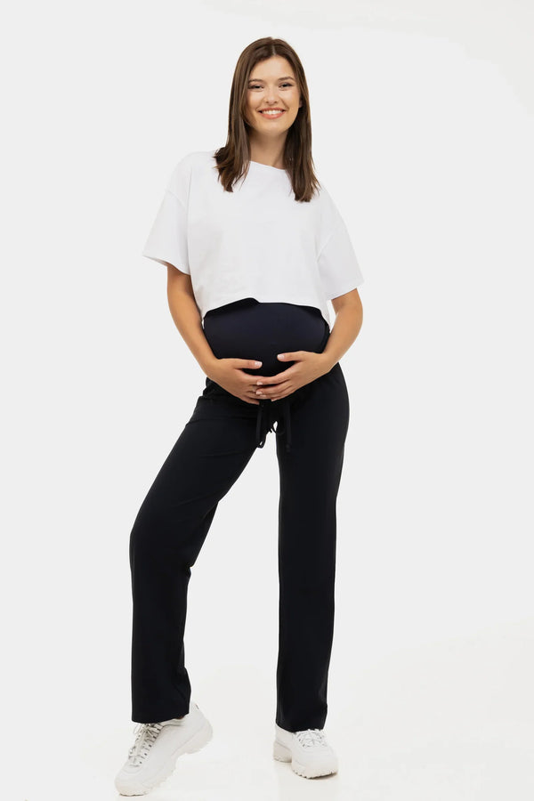Pantaloni sport-eleganți pentru gravide – albastru închis