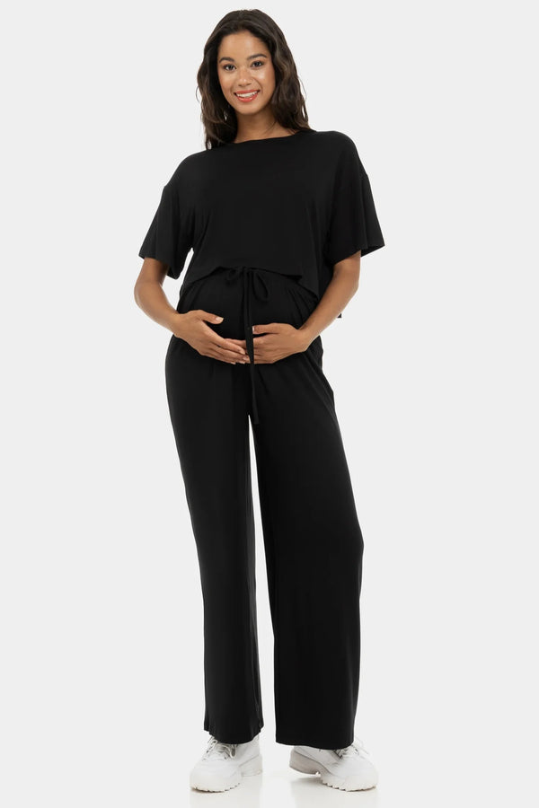 Crop top moale pentru gravide din modal – negru