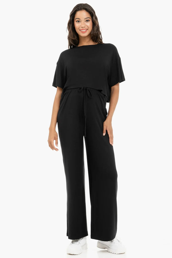 Pantaloni evazați moi din modal pentru gravide – negri