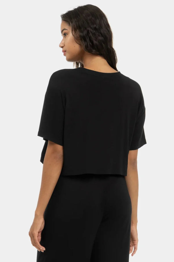 Crop top moale pentru gravide din modal – negru