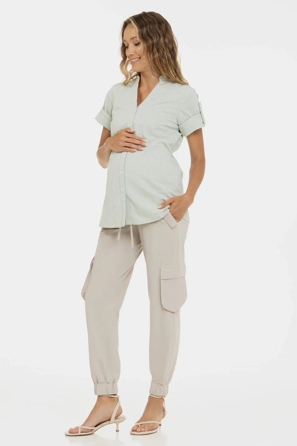 Pantaloni cargo bej pentru gravide