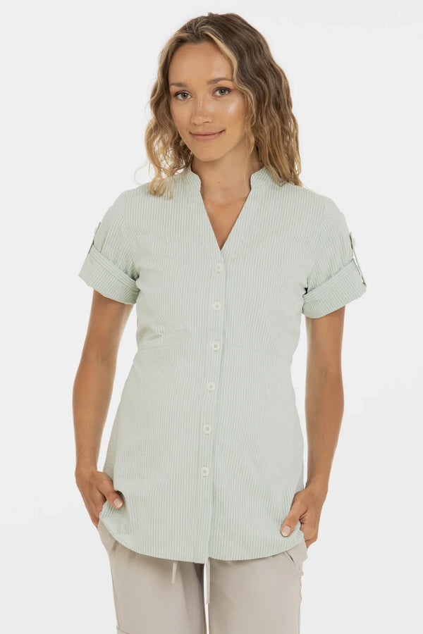 Cămașă din bumbac pentru gravide și alăptare - verde deschis