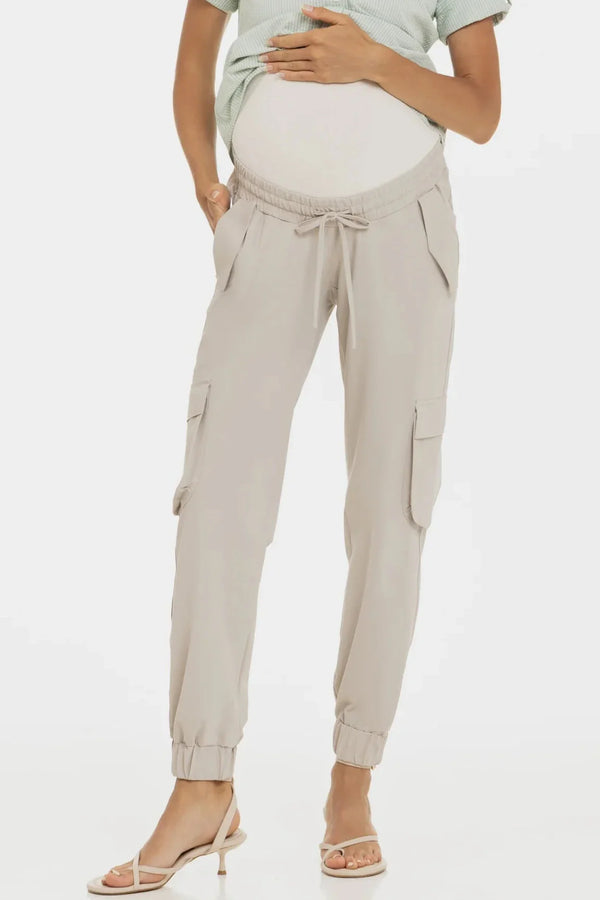 Pantaloni cargo bej pentru gravide