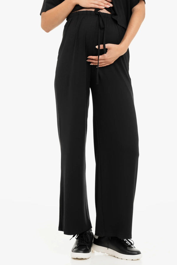 Pantaloni evazați moi din modal pentru gravide – negri