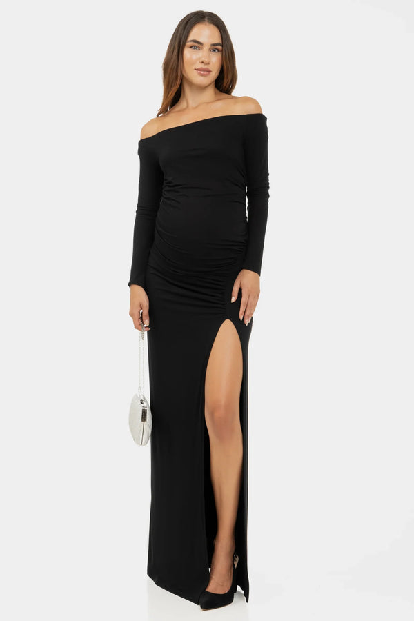 Rochie elegantă neagră cu umeri goi