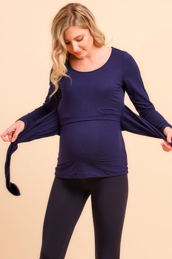 Bluză pentru gravide și alăptare cu curelușă