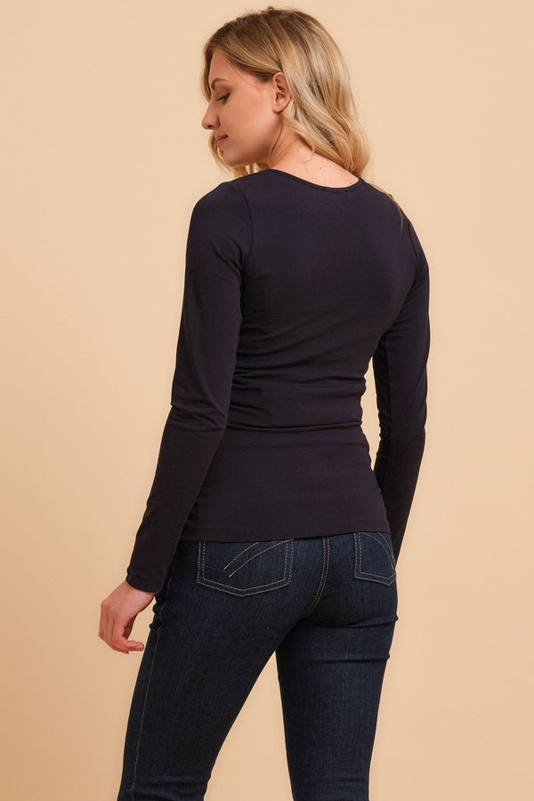 Bluză de bumbac pentru gravide și alăptare - albastru închis