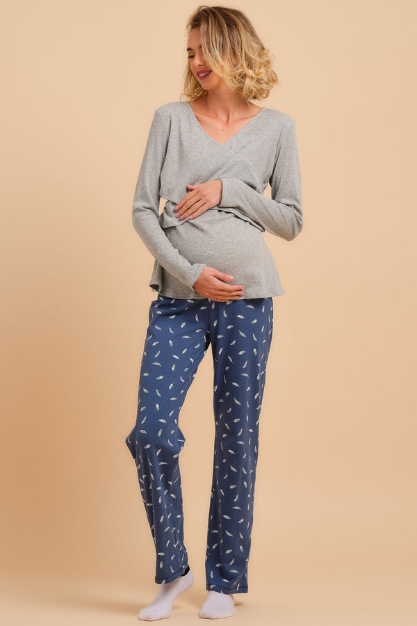 Pijama bumbac pentru gravide și alăptare