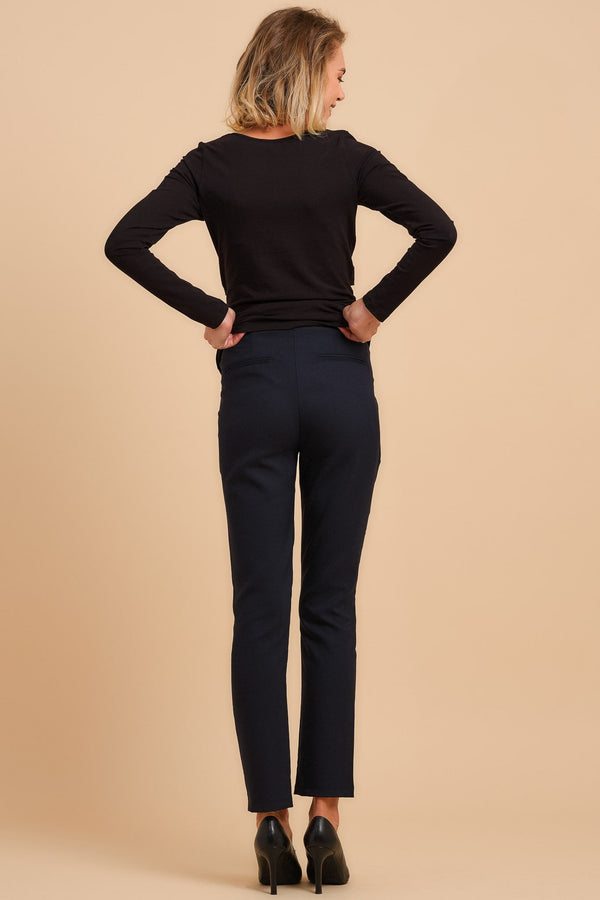 Pantaloni albastru închis pentru gravide cu compoziție de bumbac